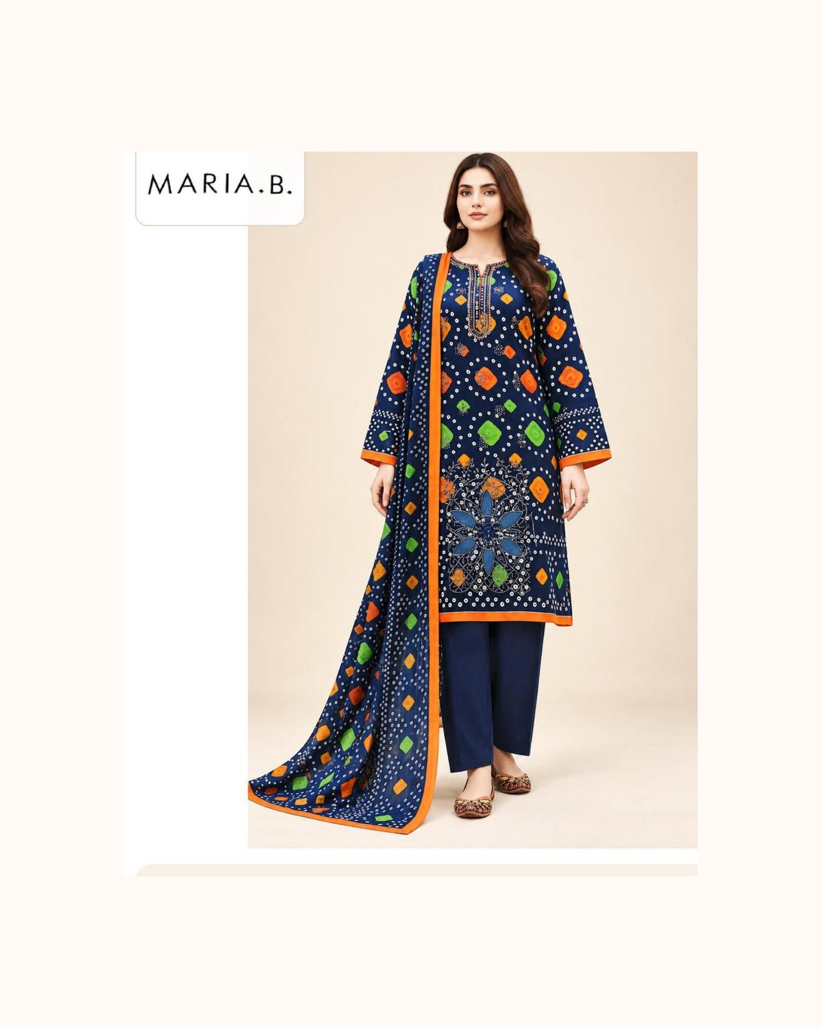 Maria.B Navy Embroidered Lawn 3-Piece - original catalogue suit