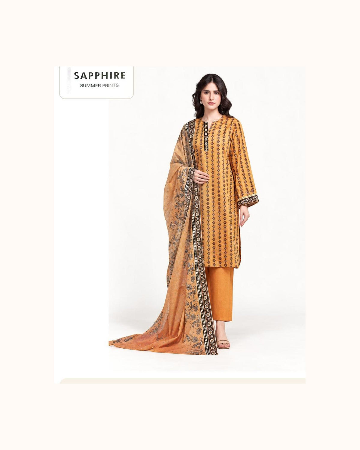 Sapphire Rust Printed Lawn 3-Piece - original catalogue suit