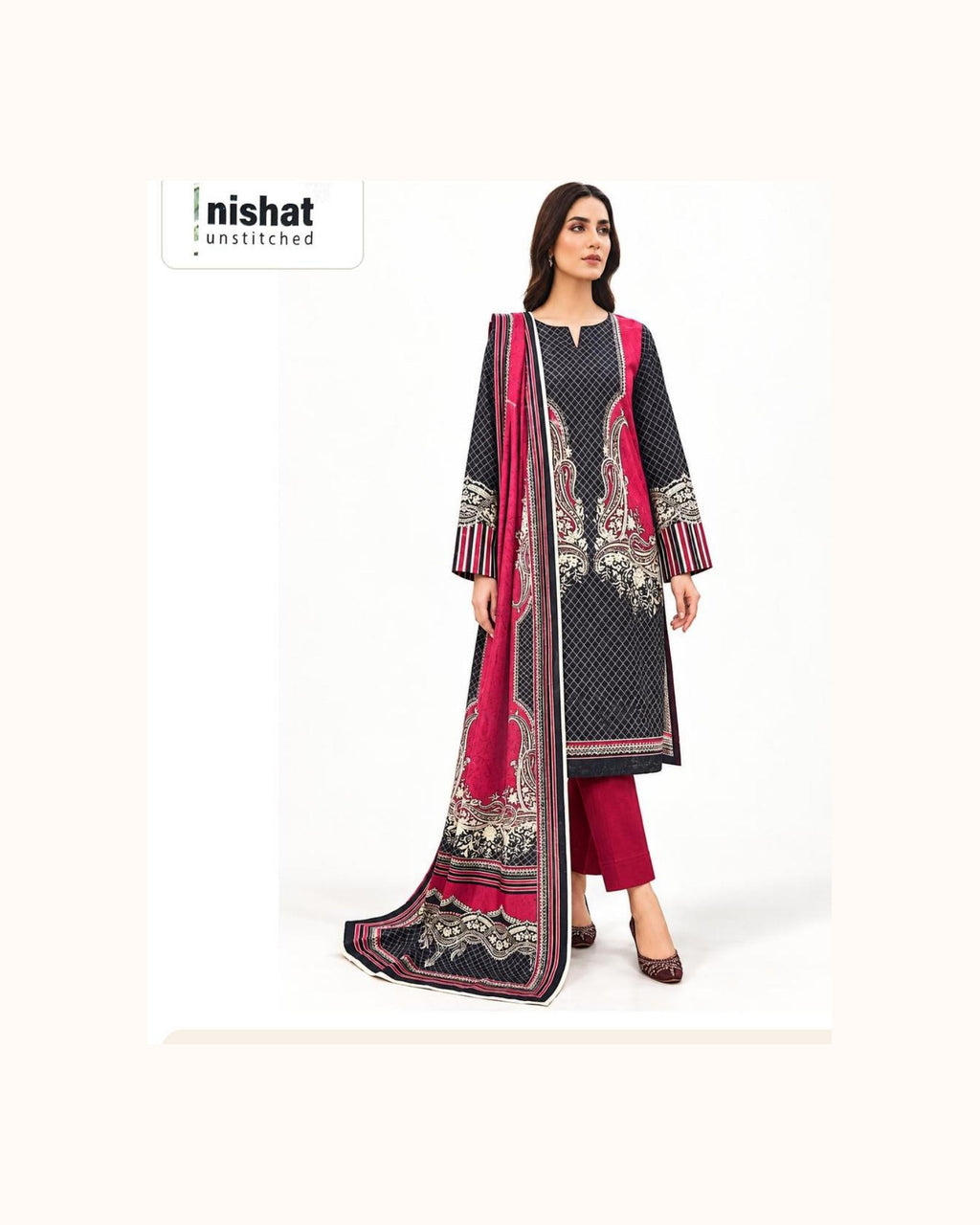 Nishat Black Printed Lawn 3-Piece - original catalogue suit