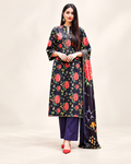 Alkaram Black Floral Doria Lawn 3-Piece - matching studio view