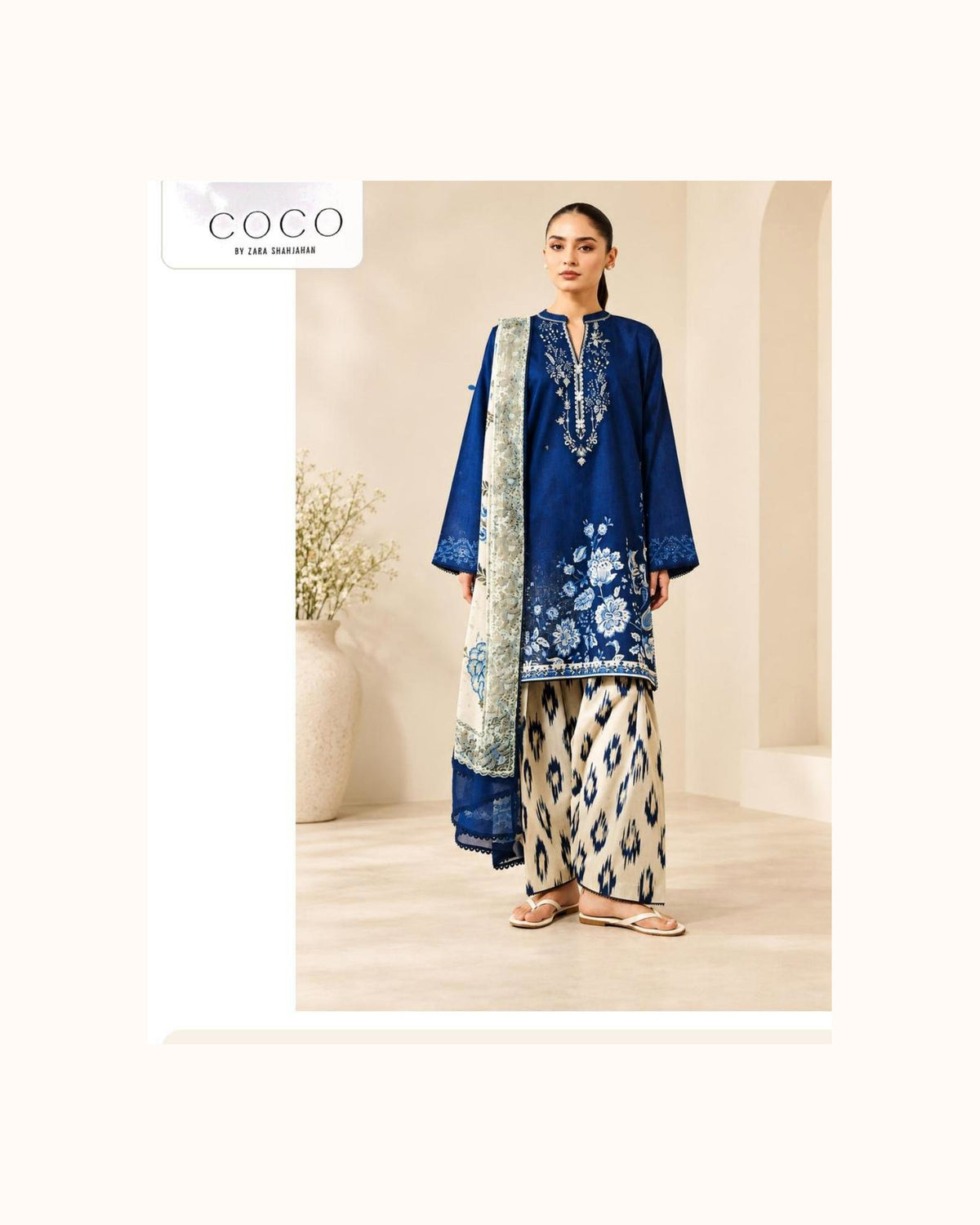 COCO Cassia Blue Khaddar 3-Piece - original catalogue suit